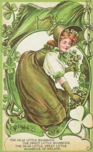 Lantern_Press_-_St_Patricks_Day_Poem_with_Woman_Picking_Shamrocks