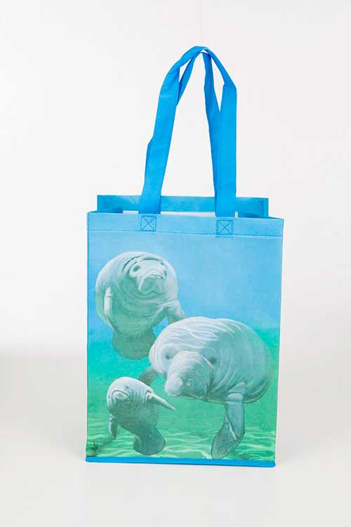 VIN & SUE MANATEE SEA COW SEA LIFE RECYCLED MATERIAL BEACH BAG & WATER BOTTLE 